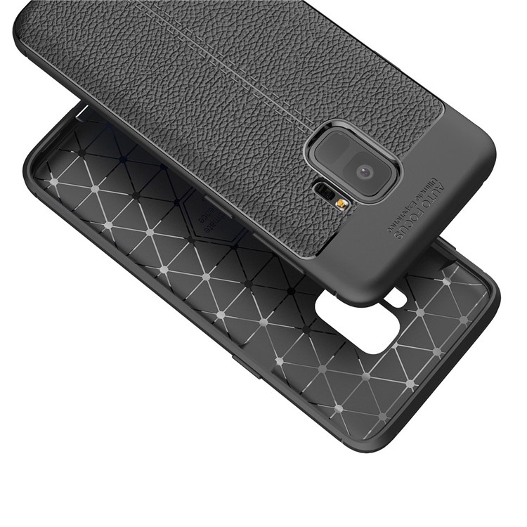 Litchi Skin TPU Protección Contra la Cubierta Posterior Para Samsung Galaxy S9 - Negro