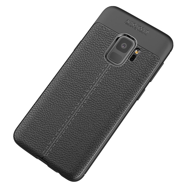 Litchi Skin TPU Protección Contra la Cubierta Posterior Para Samsung Galaxy S9 - Negro