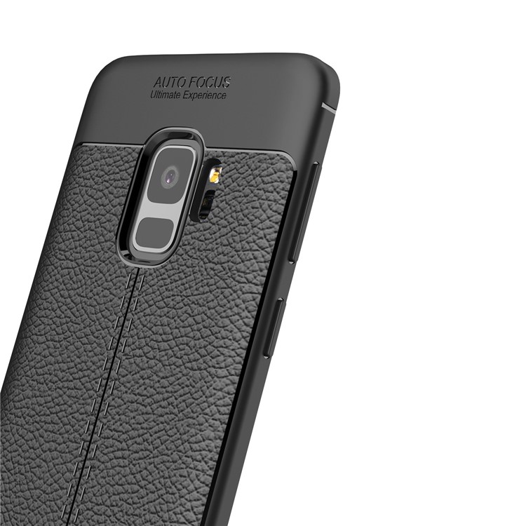 Litchi Skin TPU -schutz Rückzugsabdeckung Für Samsung Galaxy S9 - Schwarz