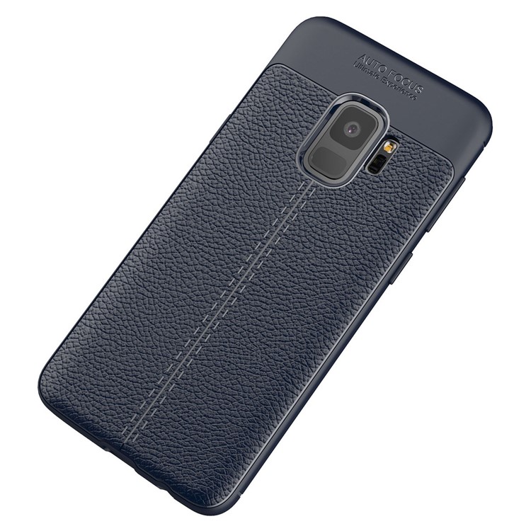 Litchi Grain TPU Protector Mobile Phone Shell for Samsung Galaxy S9 - Dark Blue-2