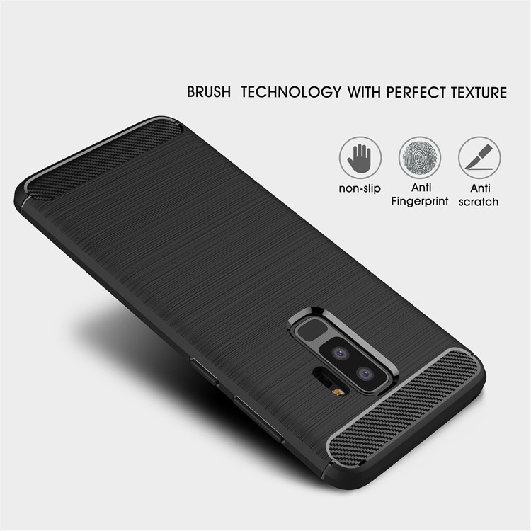 Carbon Fibre Brushed TPU Gel Case for Samsung Galaxy S9 Plus G965 - Black-3