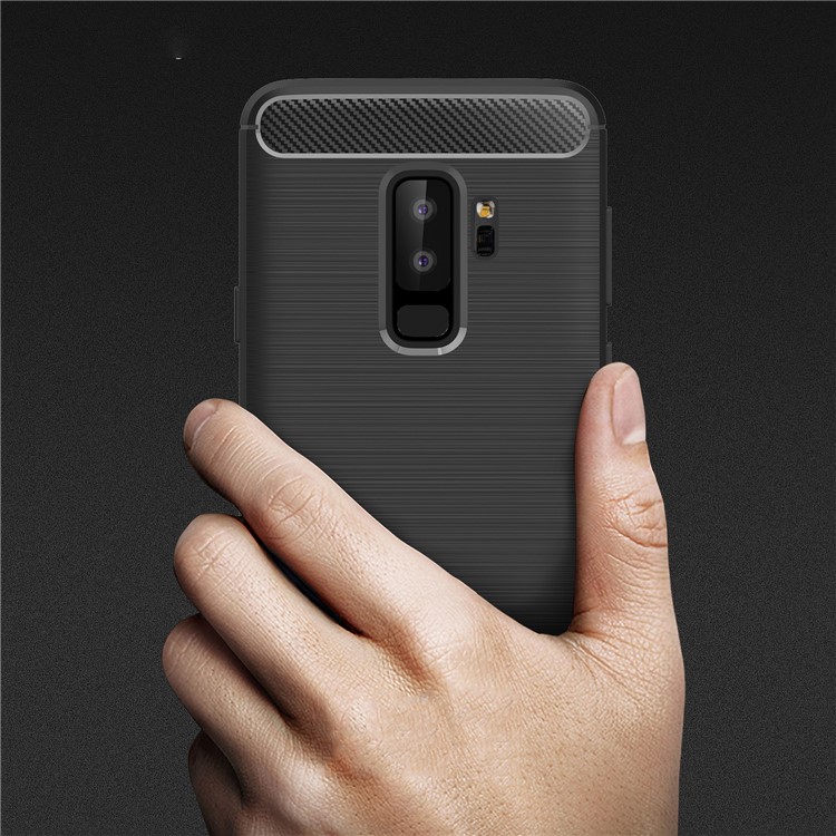 Carbon Fibre Brushed TPU Gel Case for Samsung Galaxy S9 Plus G965 - Black-8