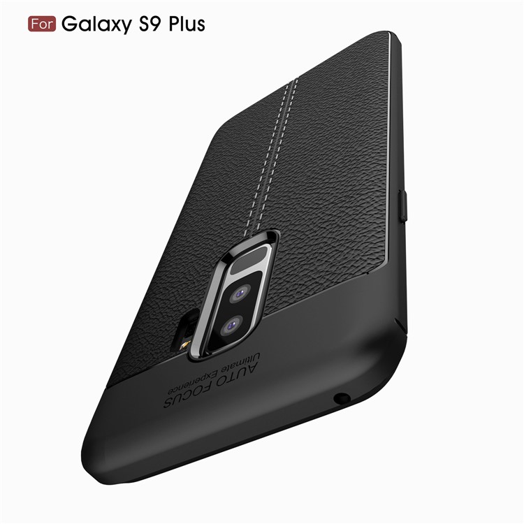 Litchi Skin Flexible TPU Back Cover Case for Samsung Galaxy S9 Plus G965 - Black-10