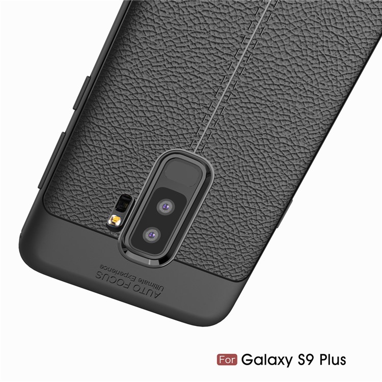 Litchi Skin Flexible TPU Back Cover Case for Samsung Galaxy S9 Plus G965 - Black-11