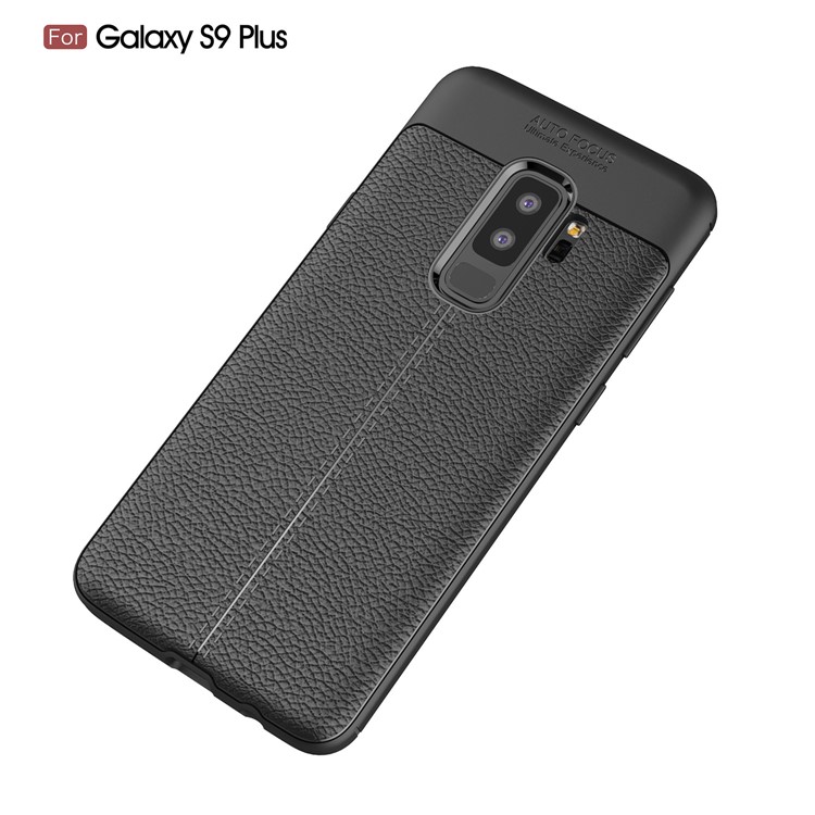 Litchi Skin Flexible TPU Back Cover Case for Samsung Galaxy S9 Plus G965 - Black-12