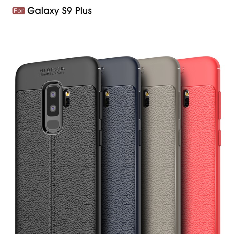 Litchi Skin Flexible TPU Back Cover Case for Samsung Galaxy S9 Plus G965 - Black-13