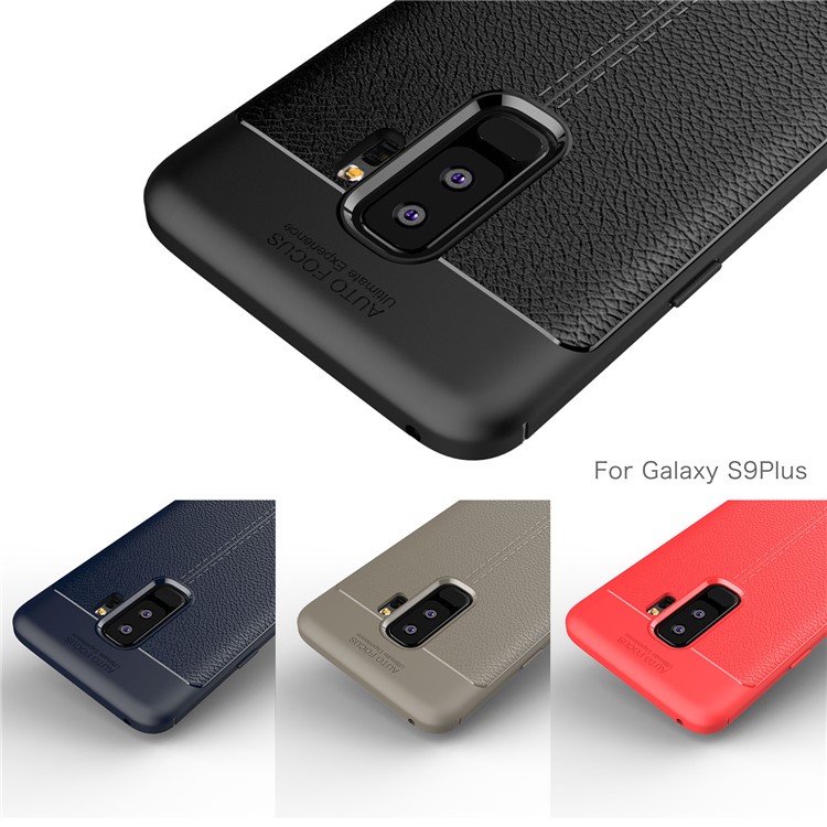 Litchi Skin Flexible TPU Back Cover Case for Samsung Galaxy S9 Plus G965 - Black-14