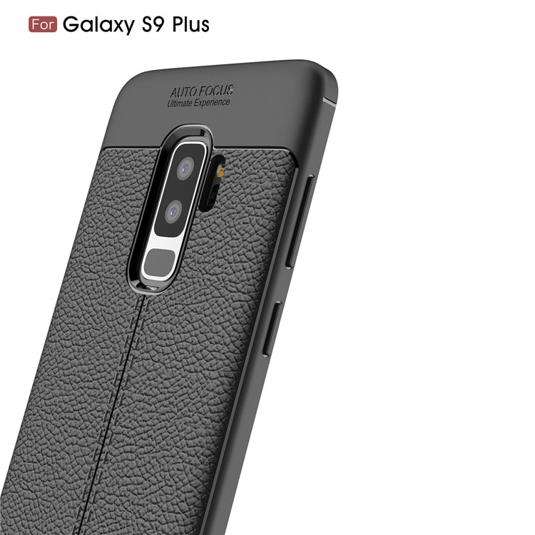 Litchi Skin Flexible TPU Back Cover Case for Samsung Galaxy S9 Plus G965 - Black-3