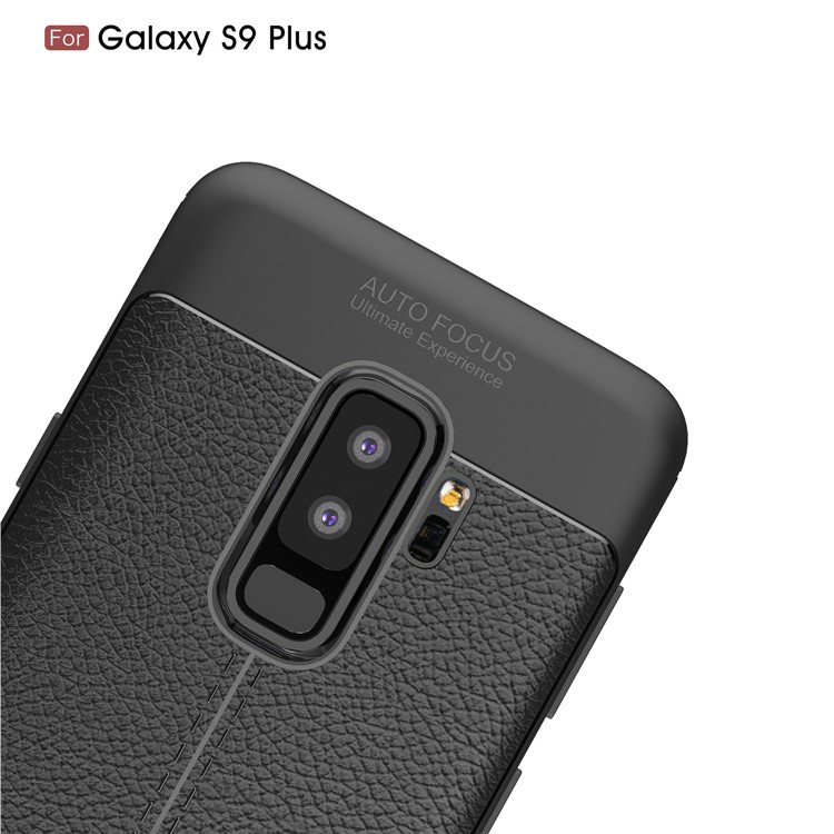 Litchi Skin Flexible TPU Back Cover Case for Samsung Galaxy S9 Plus G965 - Black-5