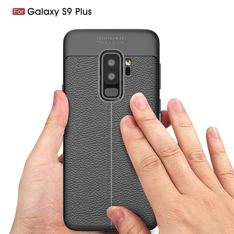 Litchi Skin Flexible TPU Back Cover Case for Samsung Galaxy S9 Plus G965 - Black-7