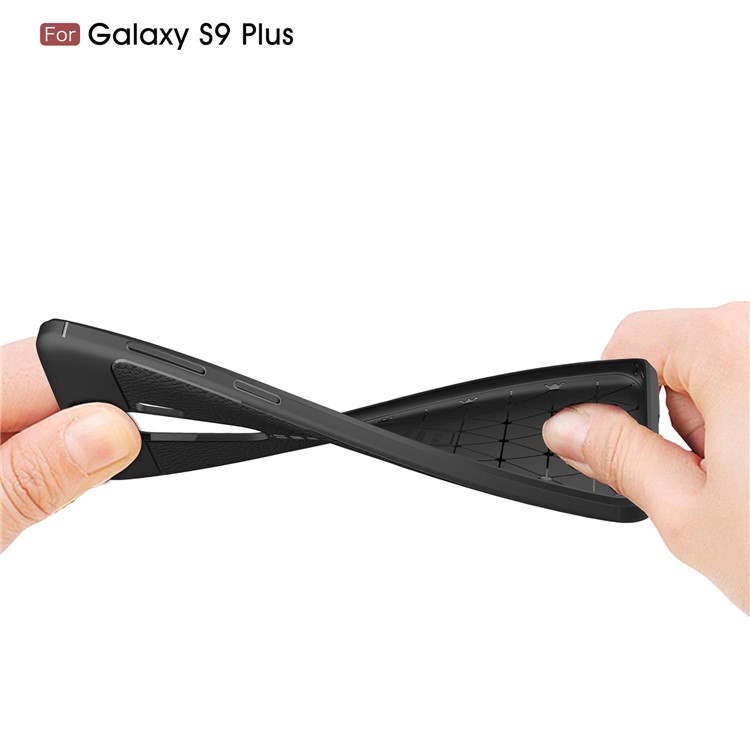 Litchi Skin Flexible TPU Back Cover Case for Samsung Galaxy S9 Plus G965 - Black-8