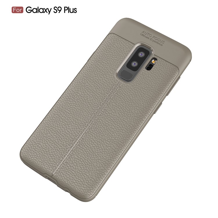 Litchi Skin Flexible TPU Back Phone Shell for Samsung Galaxy S9 Plus G965 - Grey-2