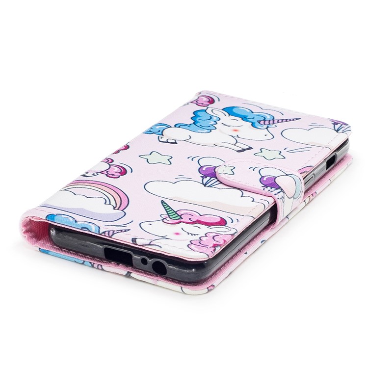Pattern Printing Leather Wallet Protective Case with Strap for Samsung Galaxy A8 (2018) - Unicorns-5