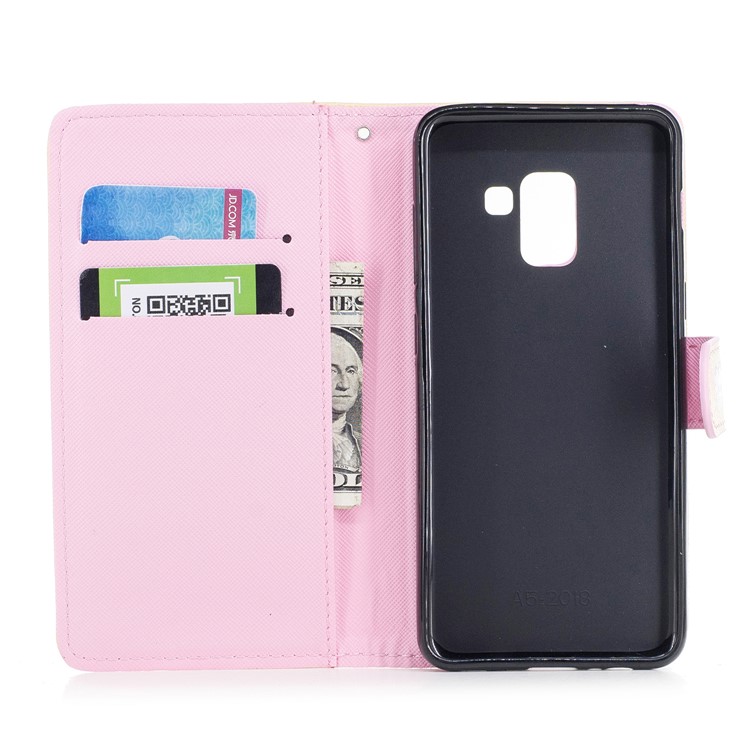 Pattern Printing Leather Wallet Protective Case with Strap for Samsung Galaxy A8 (2018) - Unicorns-7
