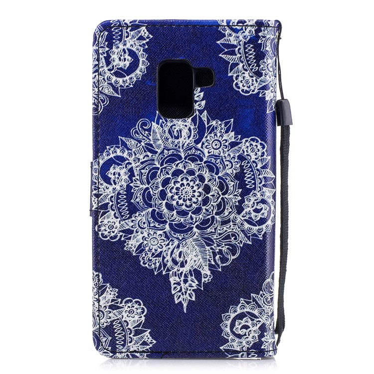 Pattern Printing Leather Wallet Protective Cover with Strap for Samsung Galaxy A8 (2018) - Mandala Flower-2