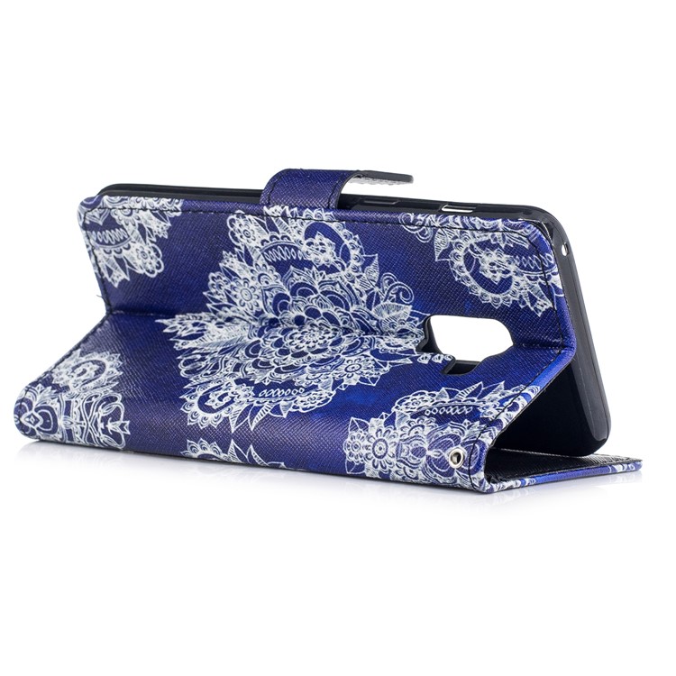 Pattern Printing Leather Wallet Protective Cover with Strap for Samsung Galaxy A8 (2018) - Mandala Flower-3