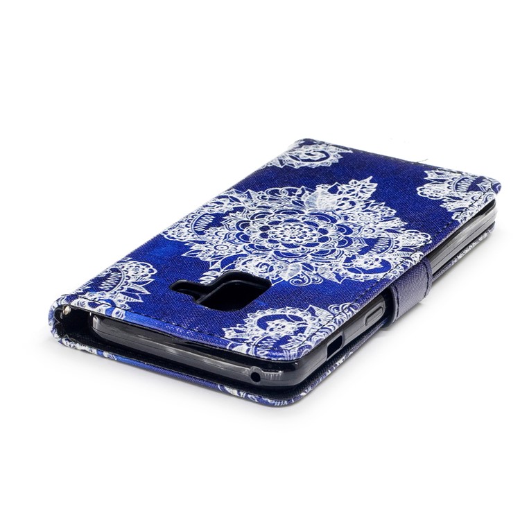 Pattern Printing Leather Wallet Protective Cover with Strap for Samsung Galaxy A8 (2018) - Mandala Flower-6