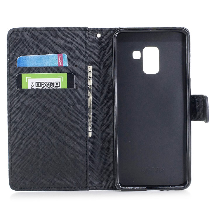 Pattern Printing Leather Wallet Protective Cover with Strap for Samsung Galaxy A8 (2018) - Mandala Flower-7