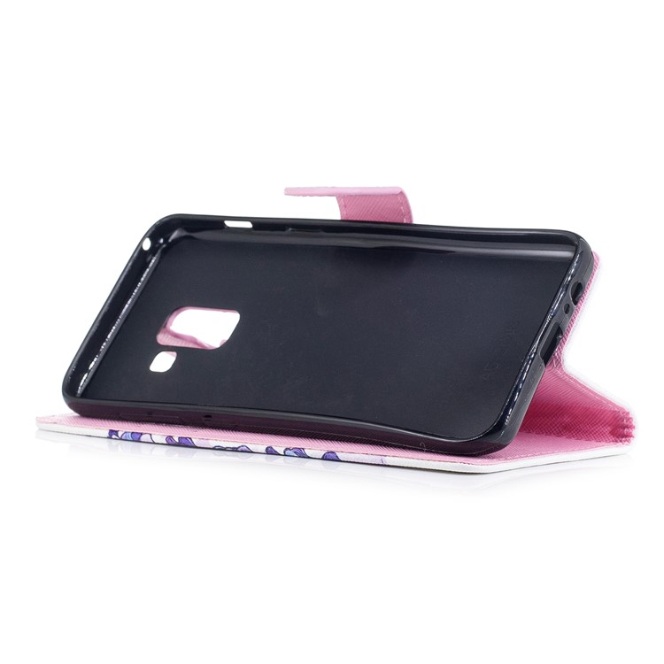 Pattern Printing Leather Wallet Protective Shell with Strap for Samsung Galaxy A8 (2018) - Female Unicorn-4