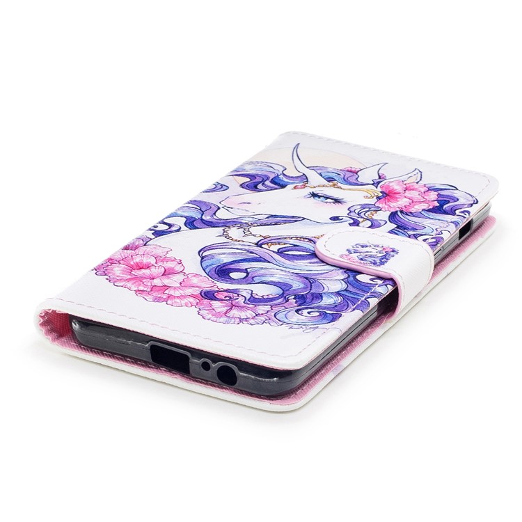 Pattern Printing Leather Wallet Protective Shell with Strap for Samsung Galaxy A8 (2018) - Female Unicorn-5