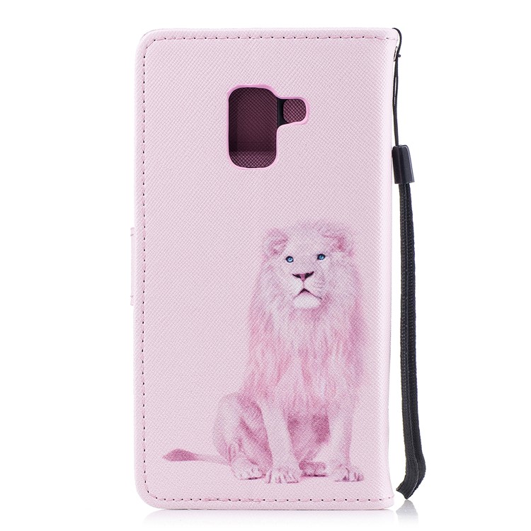 Pattern Printing Leather Wallet Stand Phone Case for Samsung Galaxy A8 (2018) - Lion-2