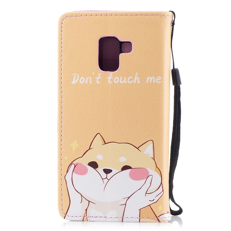 Pattern Printing PU Leather Wallet Phone Cover for Samsung Galaxy A8 (2018) - Don't Touch Me-2
