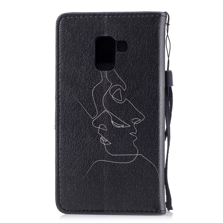 Patterned Wallet Stand Leather Phone Shell for Samsung Galaxy A8 (2018) - Abstract Face-2