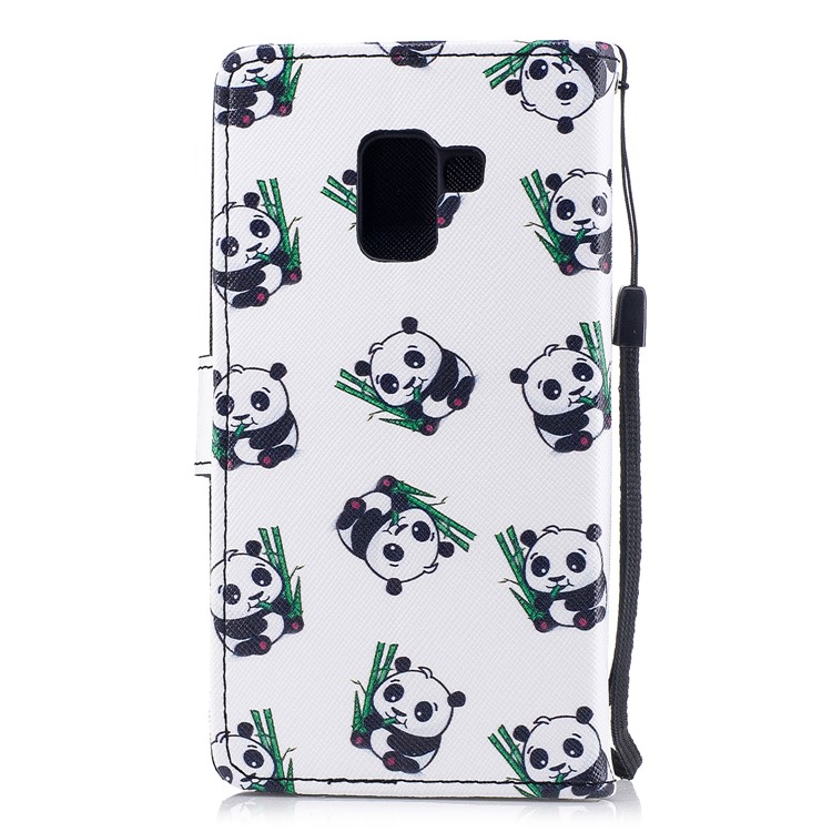Patterned Leather Wallet Stand Mobile Case for Samsung Galaxy A8 (2018) - Pandas-2
