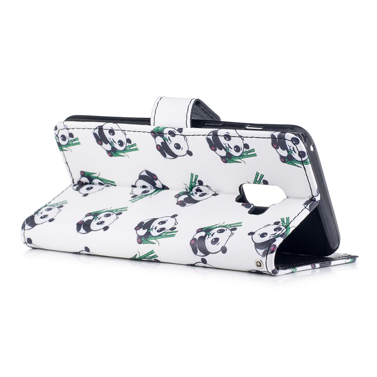 Patterned Leather Wallet Stand Mobile Case for Samsung Galaxy A8 (2018) - Pandas-3