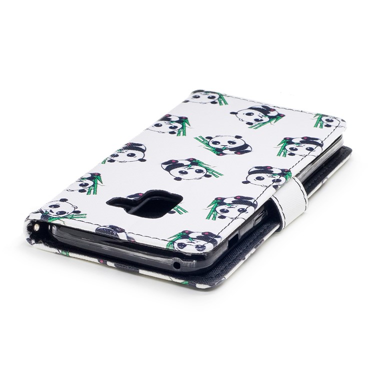 Patterned Leather Wallet Stand Mobile Case for Samsung Galaxy A8 (2018) - Pandas-6