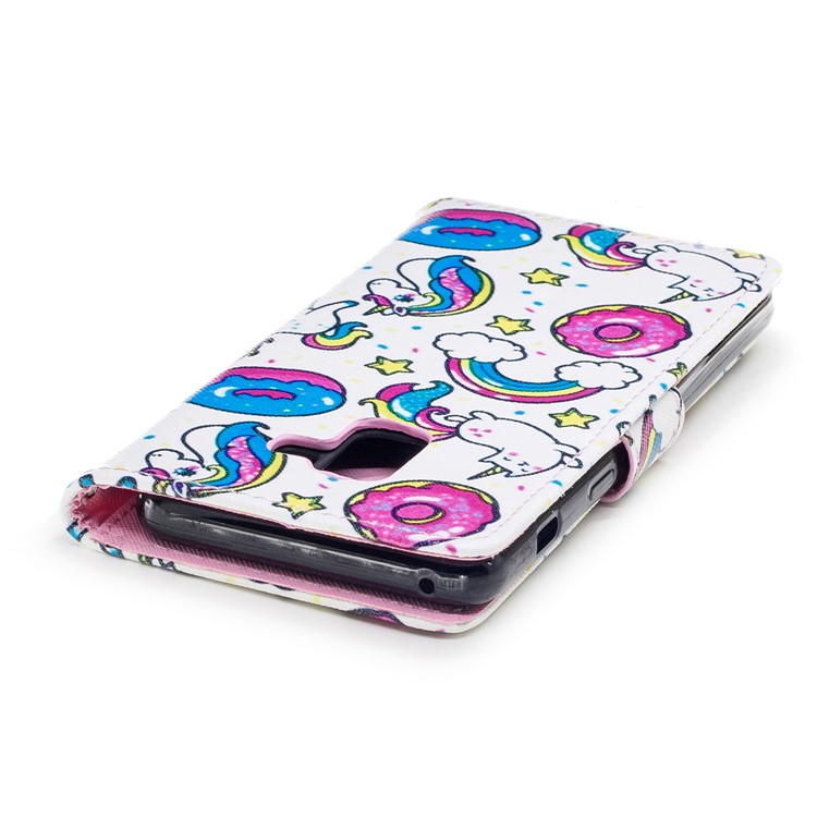 Patterned Leather Wallet Protective Mobile Cover for Samsung Galaxy A8 (2018) - Unicorn and Donut-6