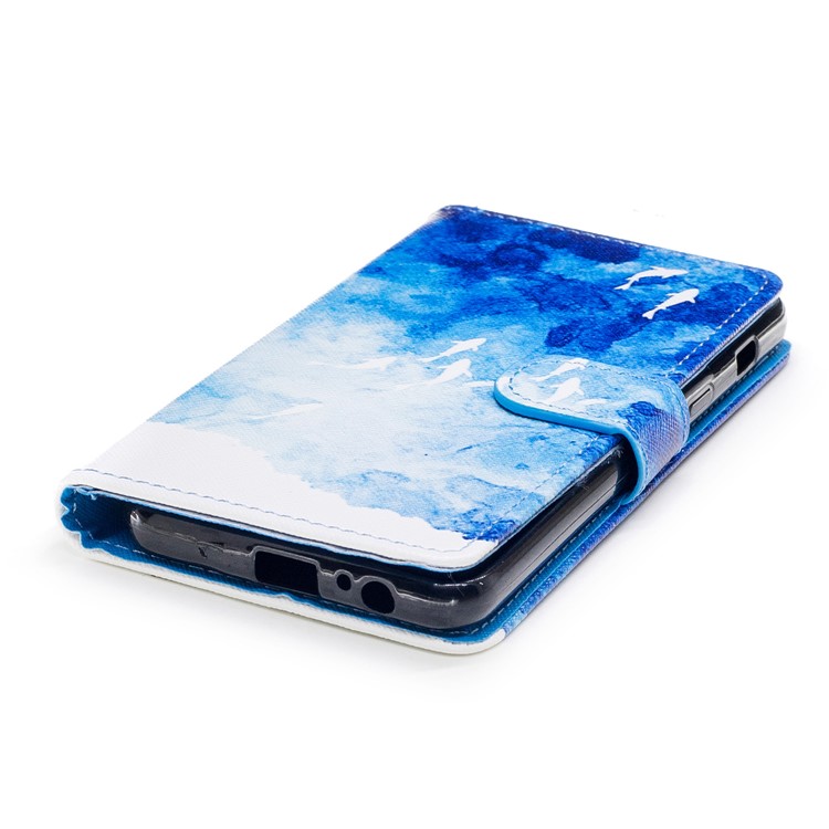 Pattern Printing Leather Flip Case Cellphone Cover for Samsung Galaxy A8 (2018) - Fish-5