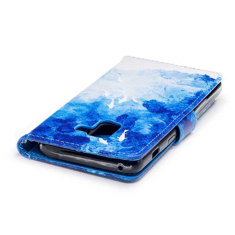 Pattern Printing Leather Flip Case Cellphone Cover for Samsung Galaxy A8 (2018) - Fish-6