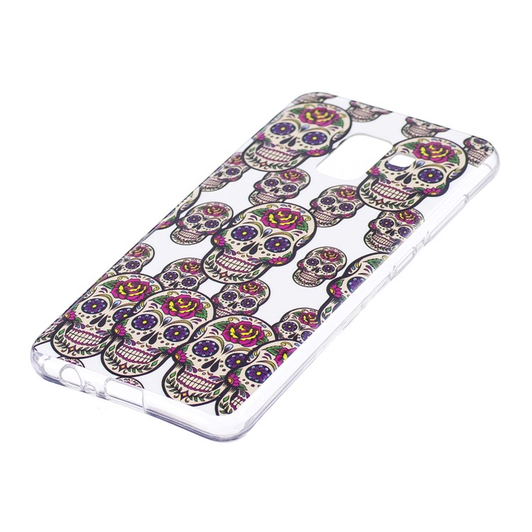 Glow in the Dark Pattern Printing TPU Phone Case for Samsung Galaxy A8 (2018) - Floral Skulls-2