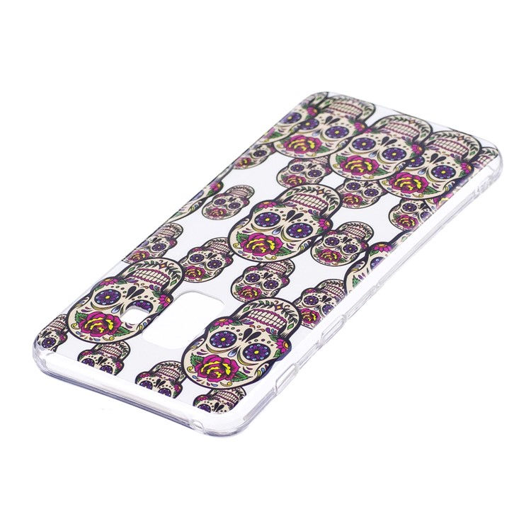 Glow in the Dark Pattern Printing TPU Phone Case for Samsung Galaxy A8 (2018) - Floral Skulls-3