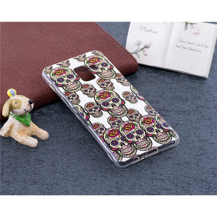 Glow in the Dark Pattern Printing TPU Phone Case for Samsung Galaxy A8 (2018) - Floral Skulls-4