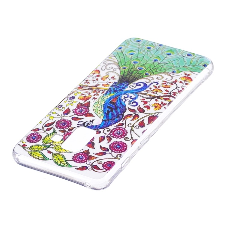 Noctilucent Pattern Printing TPU Phone Cover for Samsung Galaxy A8 (2018) - Pretty Peacock and Flowers-3
