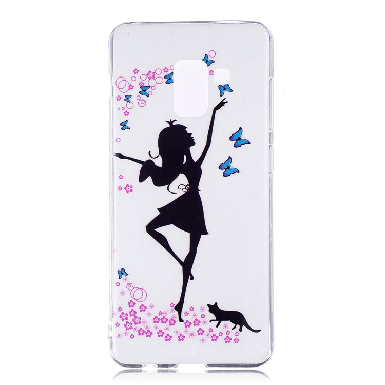 Glow in the Dark Pattern Printing TPU Back Cover for Samsung Galaxy A8 (2018) - Dancing Girl-1