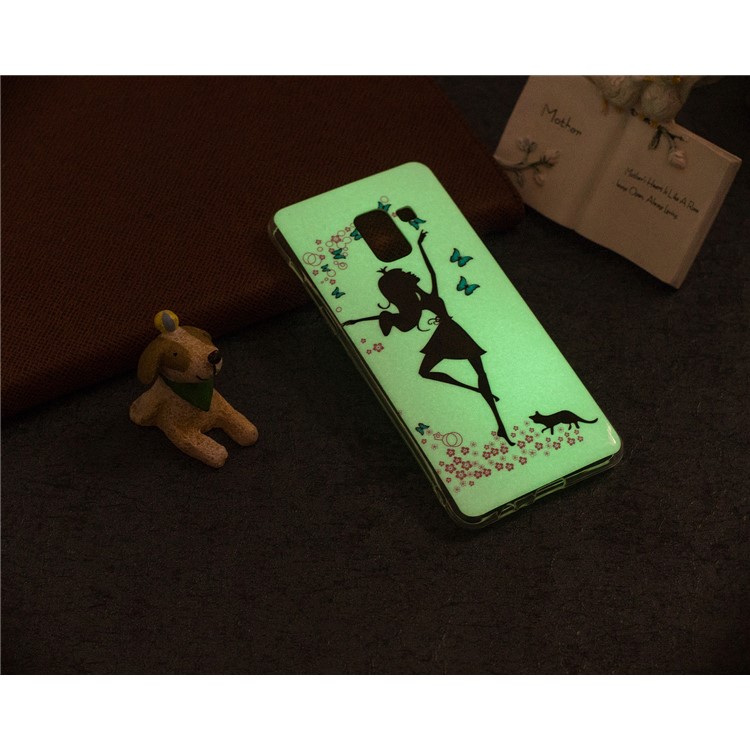 Glow in the Dark Pattern Printing TPU Back Cover for Samsung Galaxy A8 (2018) - Dancing Girl-6
