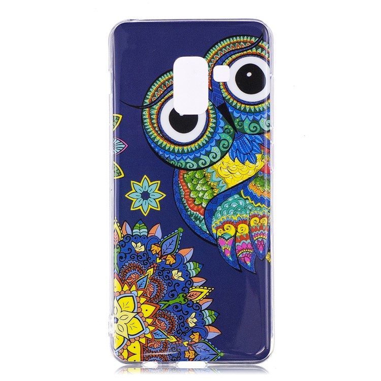 Luminous Glow Pattern Printing TPU Mobile Phone Shell for Samsung Galaxy A8 (2018) - Colorful Owl-1