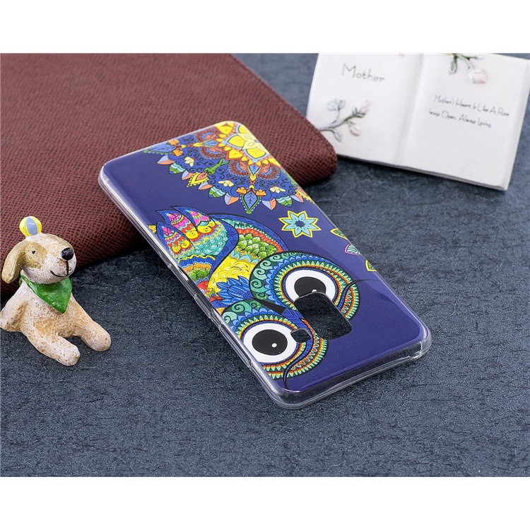Luminous Glow Pattern Printing TPU Mobile Phone Shell for Samsung Galaxy A8 (2018) - Colorful Owl-5