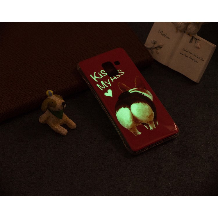 Luminous Glow Pattern Printing TPU Back Phone Shell for Samsung Galaxy A8 (2018) - Corgi Butt-6
