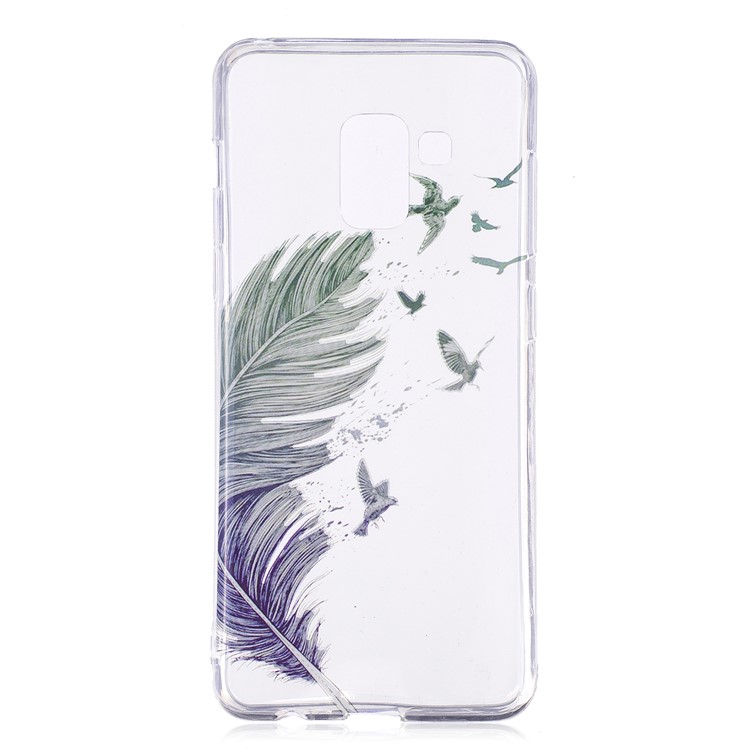 Pattern Printing TPU Shell Case for Samsung Galaxy A8 (2018) - Feather Pattern-1