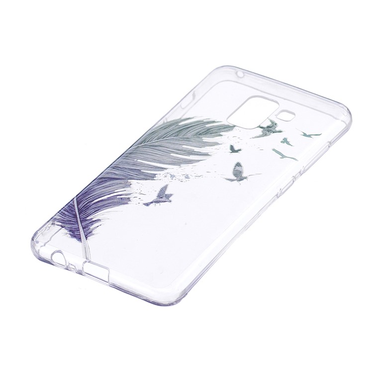 Pattern Printing TPU Shell Case for Samsung Galaxy A8 (2018) - Feather Pattern-2