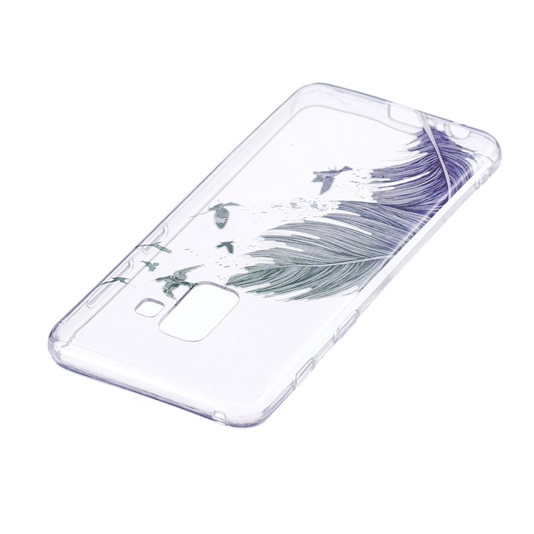 Pattern Printing TPU Shell Case for Samsung Galaxy A8 (2018) - Feather Pattern-3
