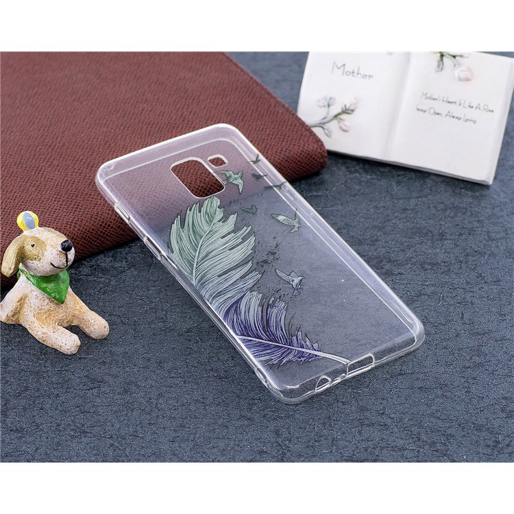 Pattern Printing TPU Shell Case for Samsung Galaxy A8 (2018) - Feather Pattern-4