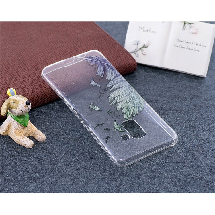 Pattern Printing TPU Shell Case for Samsung Galaxy A8 (2018) - Feather Pattern-5