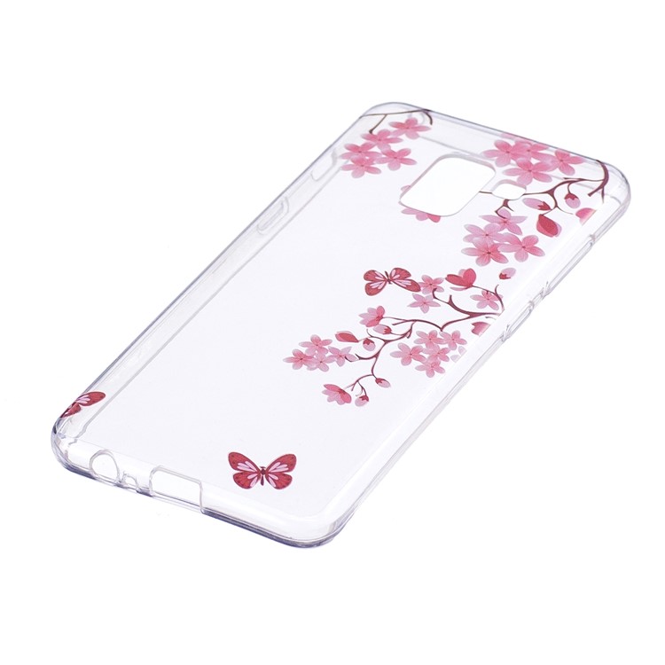 Pattern Printing TPU Shell Case Cover for Samsung Galaxy A8 (2018) - Pink Flowers-2