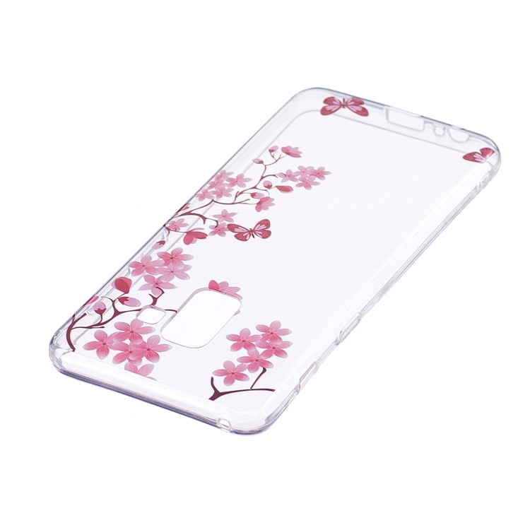 Pattern Printing TPU Shell Case Cover for Samsung Galaxy A8 (2018) - Pink Flowers-3