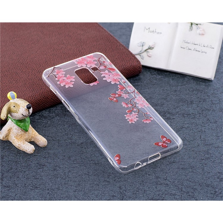 Pattern Printing TPU Shell Case Cover for Samsung Galaxy A8 (2018) - Pink Flowers-4